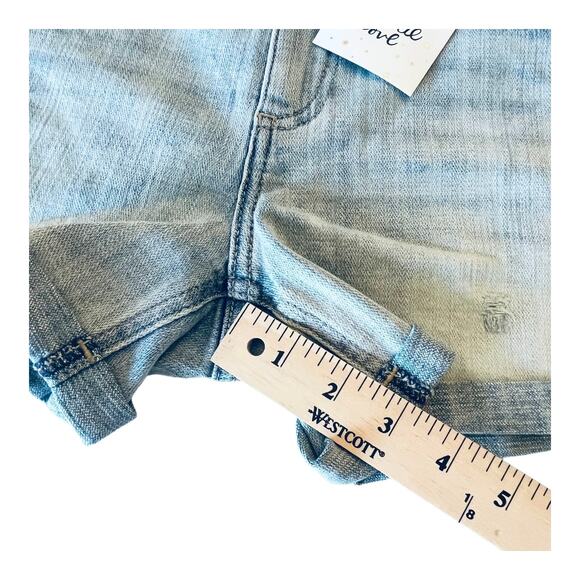 NEW Cosmic Blue Love Mid Rise Cuffed Denim Jean SHORT Womens 27/4 Distressed NWT - Picture 6 of 8